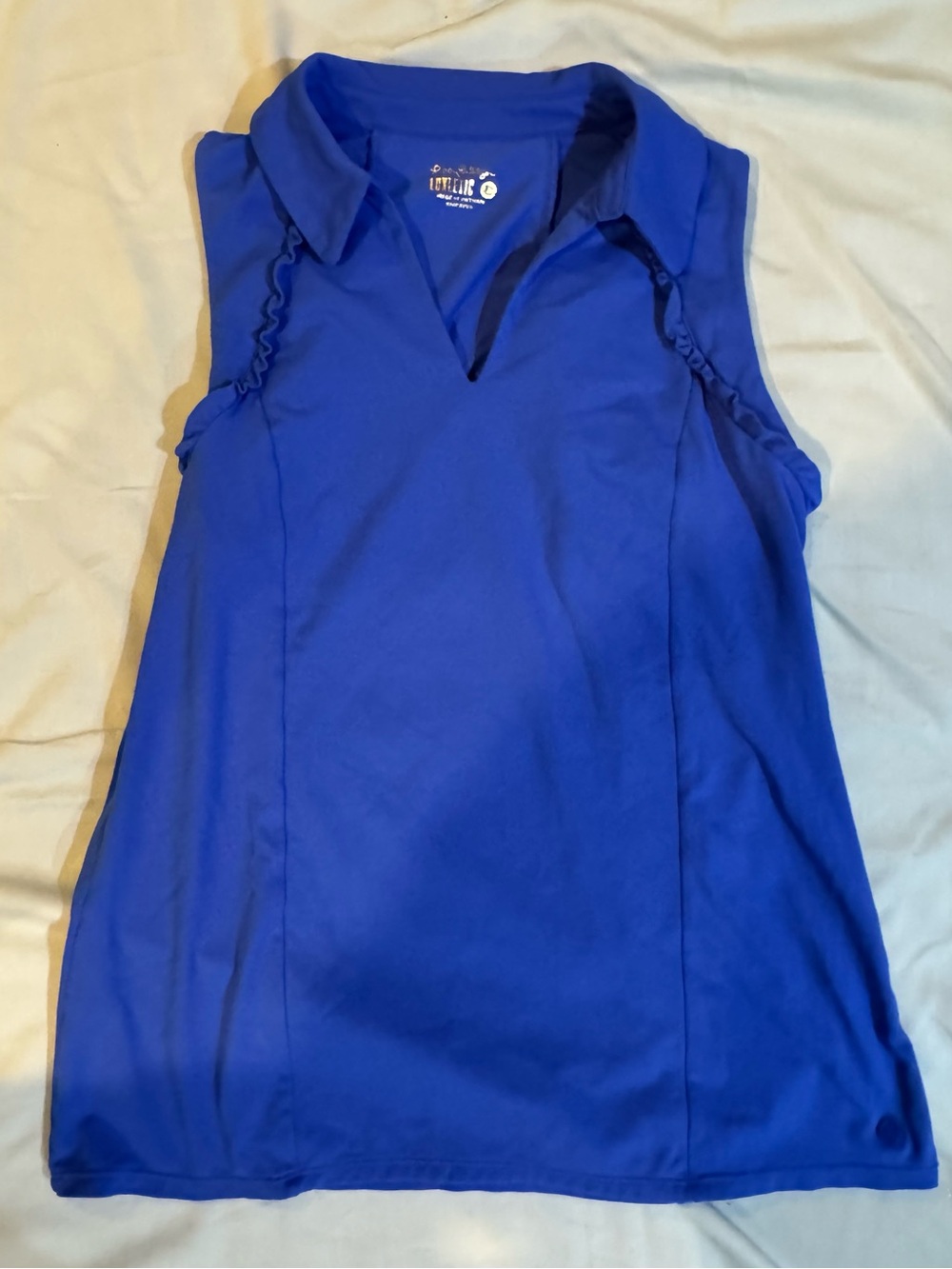 Lilly Pulitzer Cobalt Blue Sleeveless Polo Tank with subtle ruffles